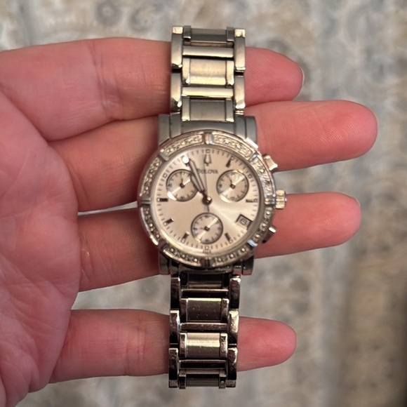 Bulova Silver Diamond Chronograph Watch - Picture 3 of 9